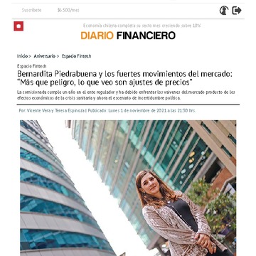 Bernardita Piedrabuena y los fuertes movimientos del mercado - Diario Financiero (01/11/2021)