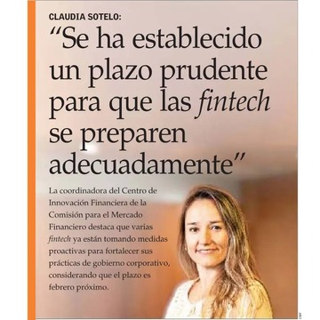 Entrevista a la jefa del Centro de Innovación Financiera de la CMF, Claudia Sotelo